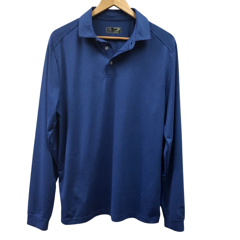 PGA Tour Motionflux 360 Shirt Mens Small Blue Golf Henley